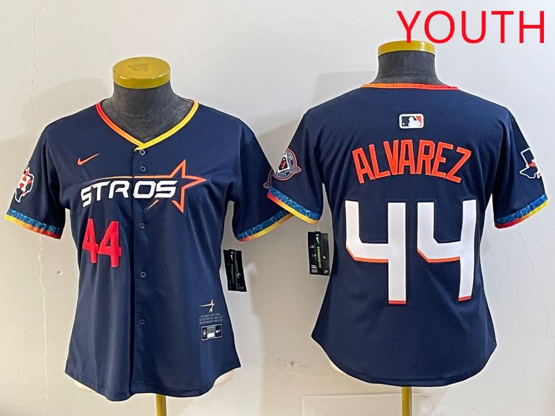 Youth Houston Astros #44 Alvarez Drak Blue Fourth generation Joint Name 2025 Nike MLB Jersey style 5->youth mlb jersey->Youth Jersey